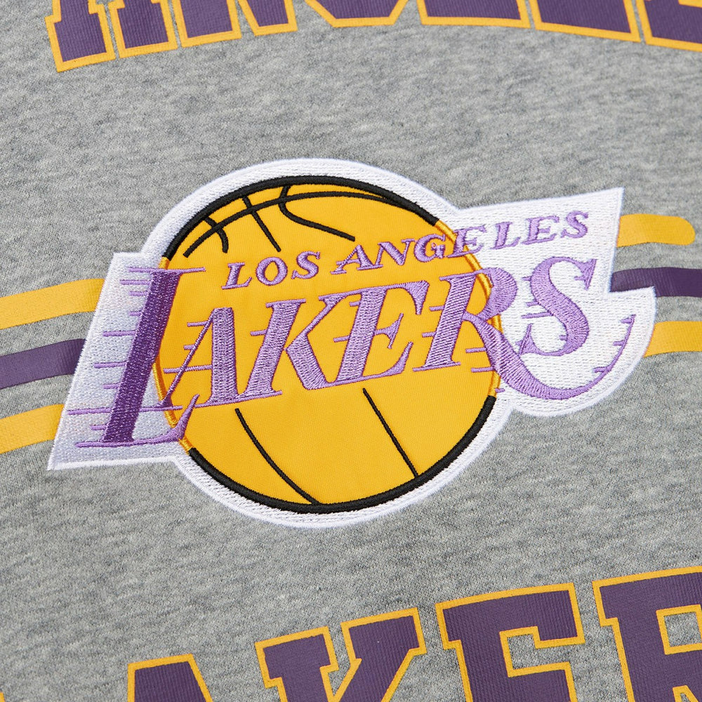 Los Angeles Lakers Hardwood Classics All Over 4.0 Pullover Sweatshirt Heather Gray