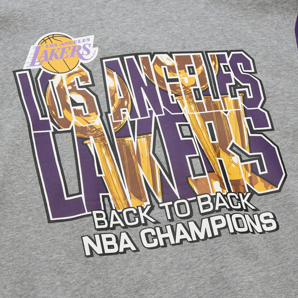Los Angeles Lakers Hardwood Classics All Over 4.0 Pullover Sweatshirt Heather Gray