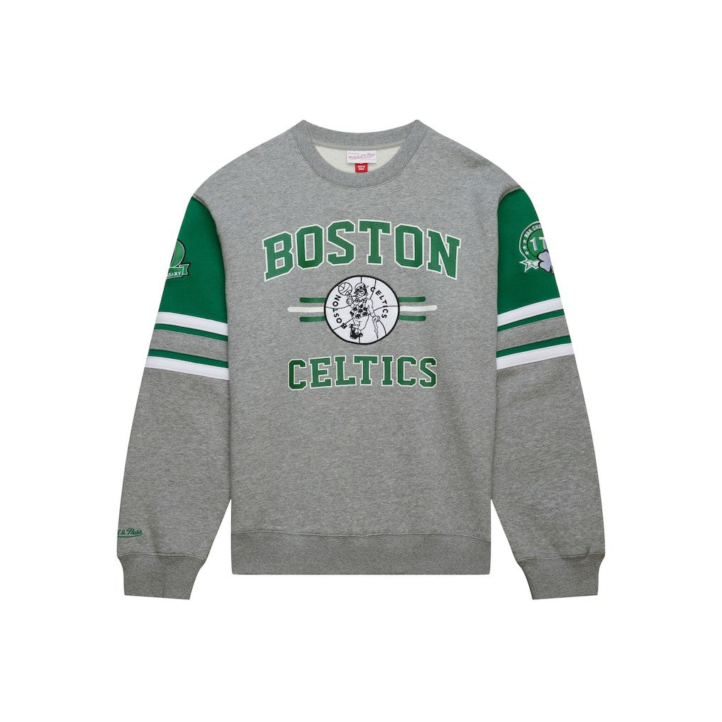 Boston Celtics Hardwood Classics All Over 4.0 Pullover Sweatshirt Heather Gray