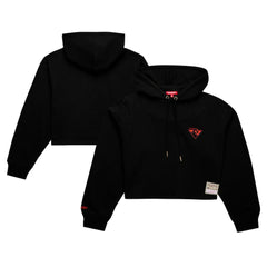 Golden State Warriors Women's Hardwood Classics Cropped Pullover Hoodie Black