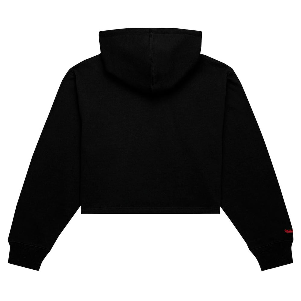 Chicago Bulls Women's Hardwood Classics Cropped Pullover Hoodie Black