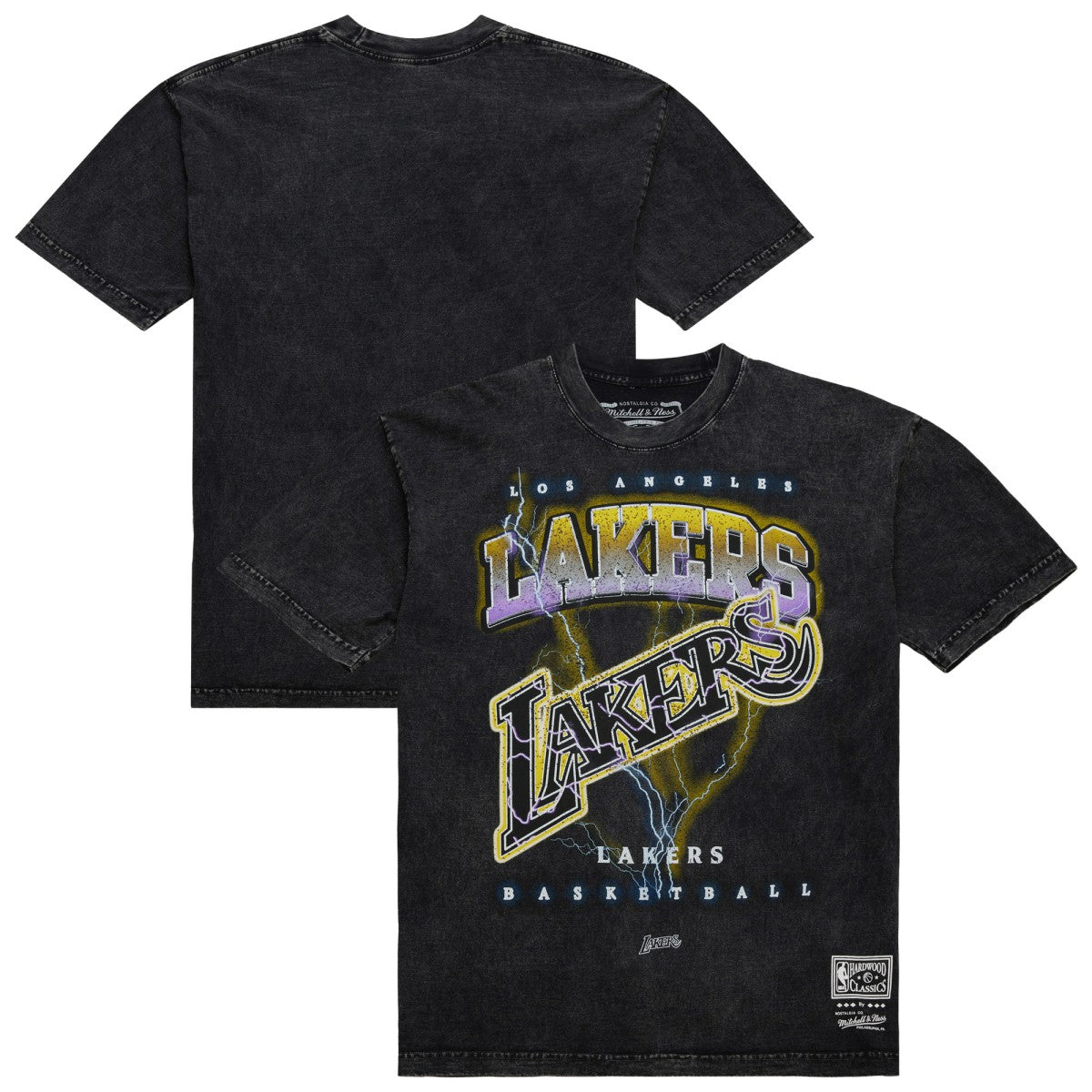 Los Angeles Lakers Unisex Hardwood Classics Vintage Voltage Premium Heavyweight T-Shirt Black