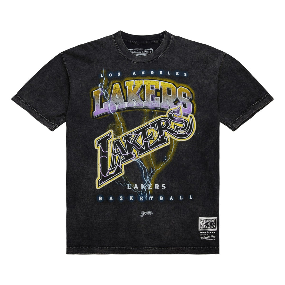 Los Angeles Lakers Unisex Hardwood Classics Vintage Voltage Premium Heavyweight T-Shirt Black