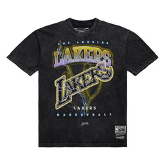 Los Angeles Lakers Unisex Hardwood Classics Vintage Voltage Premium Heavyweight T-Shirt Black