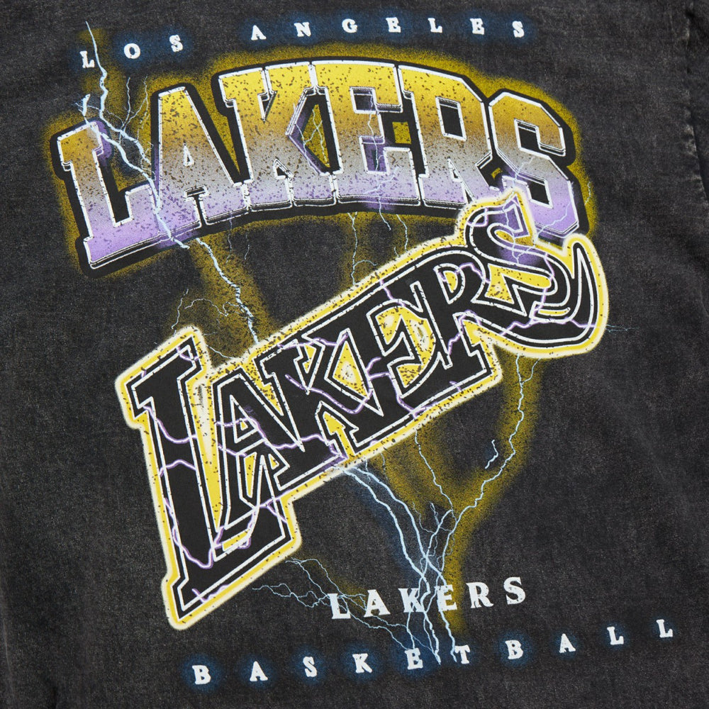 Los Angeles Lakers Unisex Hardwood Classics Vintage Voltage Premium Heavyweight T-Shirt Black