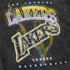 Los Angeles Lakers Unisex Hardwood Classics Vintage Voltage Premium Heavyweight T-Shirt Black