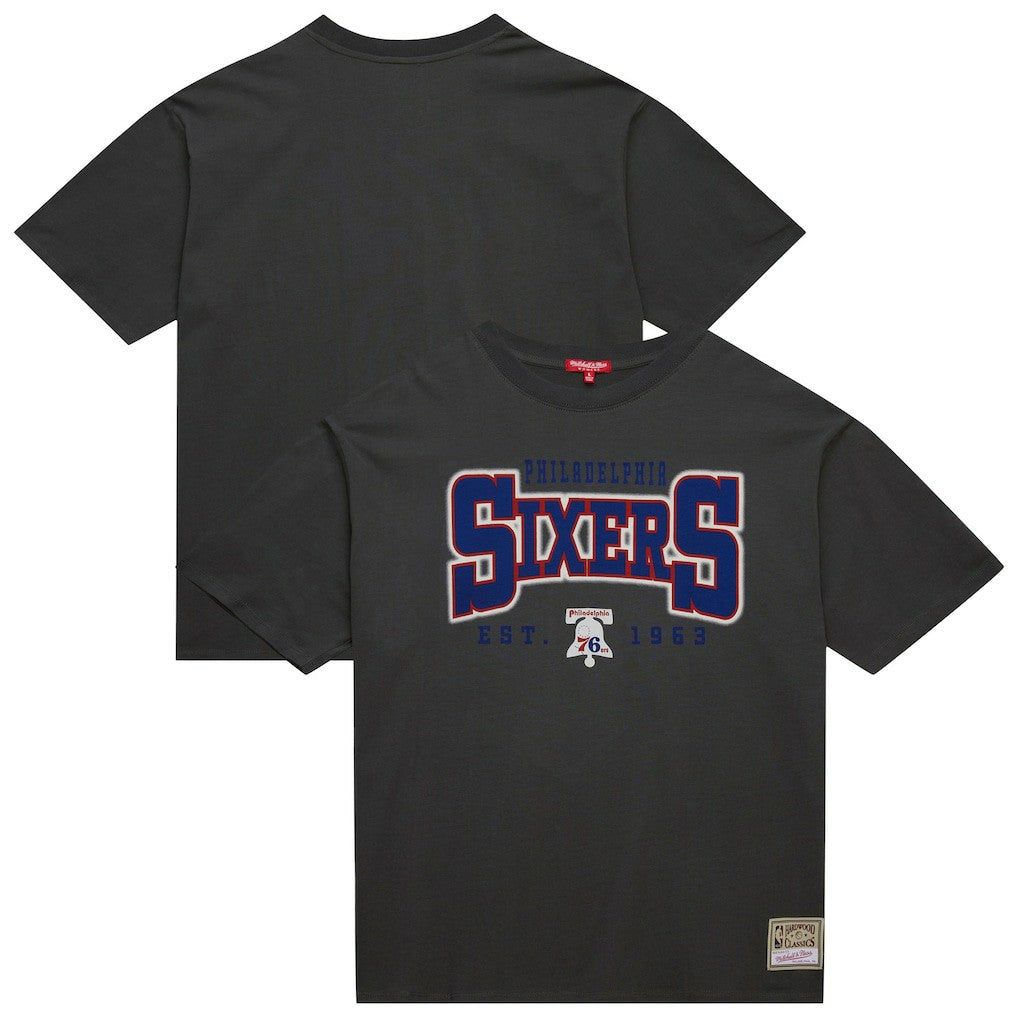 Philadelphia 76ers Women's Hardwood Classics Oversized Boyfriend T-Shirt Charcoal
