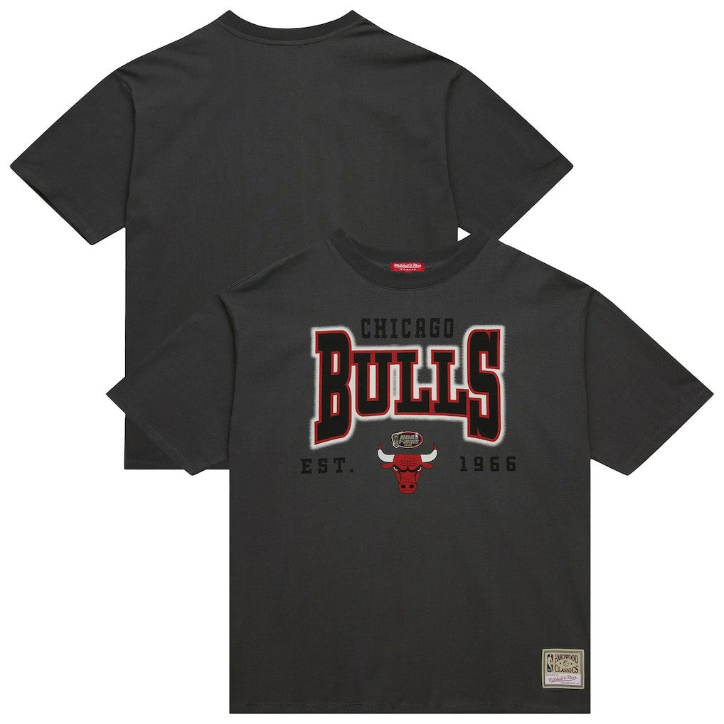 Chicago Bulls Women's Hardwood Classics Oversized Boyfriend T-Shirt Charcoal