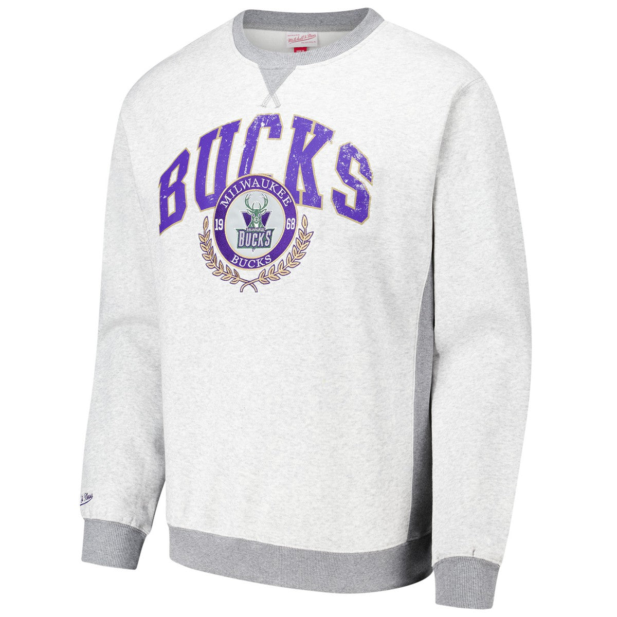 Milwaukee Bucks Vintage Logo Pullover Sweatshirt Heather Gray