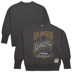 Los Angeles Lakers Women's Hardwood Classics Lightweight Pullover Sweatshirt Charcoal