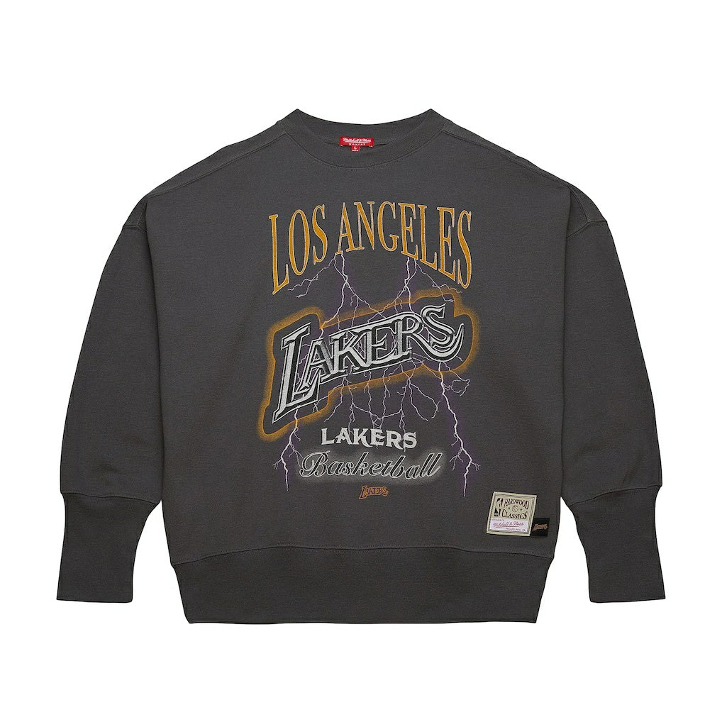 Los Angeles Lakers Women's Hardwood Classics Lightweight Pullover Sweatshirt Charcoal