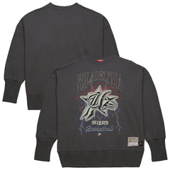 Philadelphia 76ers Women's Hardwood Classics Lightweight Pullover Sweatshirt Charcoal