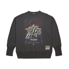 Philadelphia 76ers Women's Hardwood Classics Lightweight Pullover Sweatshirt Charcoal
