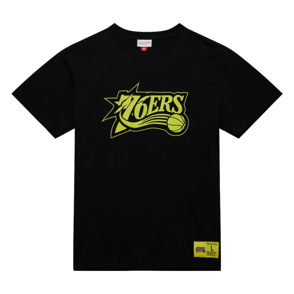 Philadelphia 76ers Hardwood Classics Neon Nights Premium T-Shirt Black