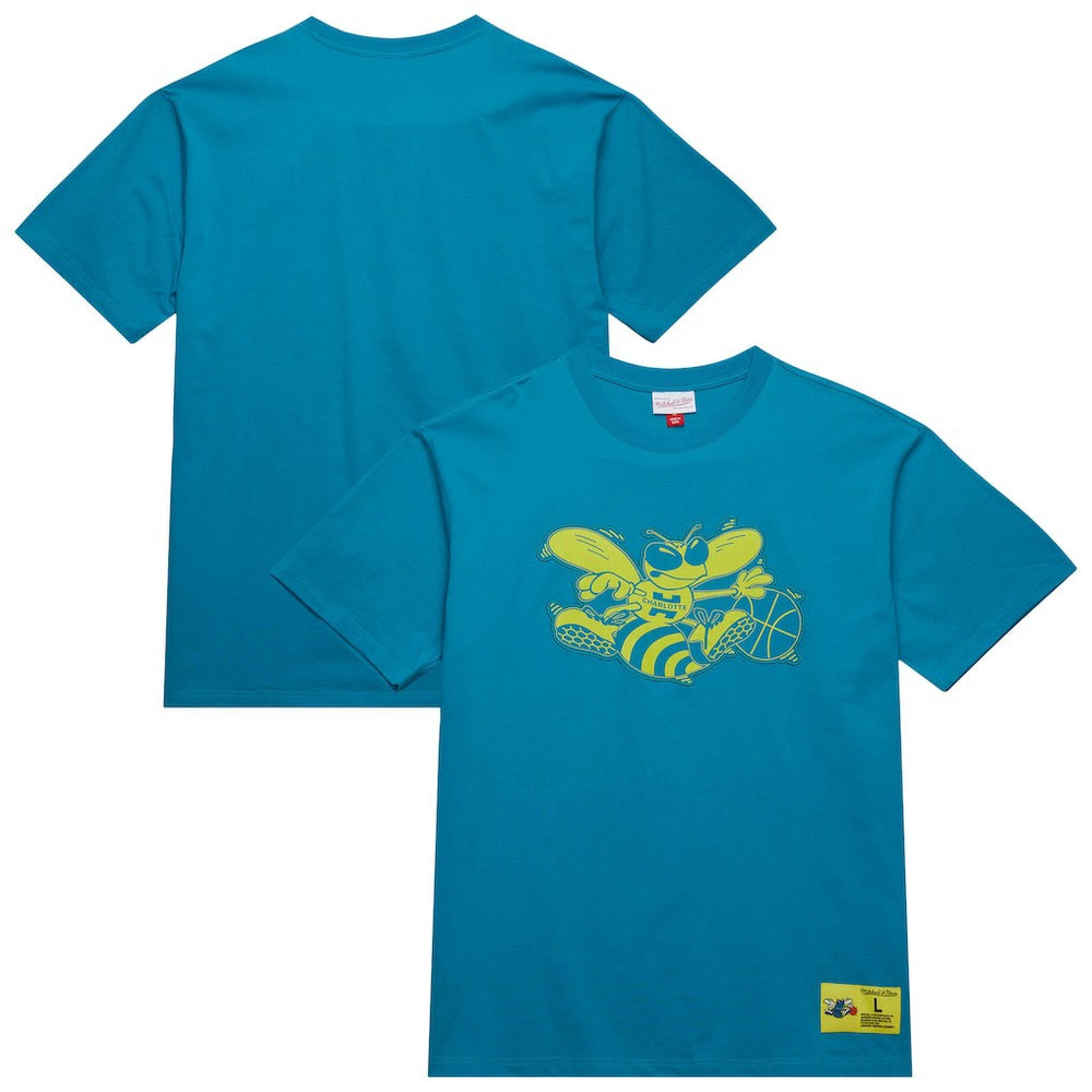 Charlotte Hornets Hardwood Classics Neon Nights Premium T-Shirt Teal