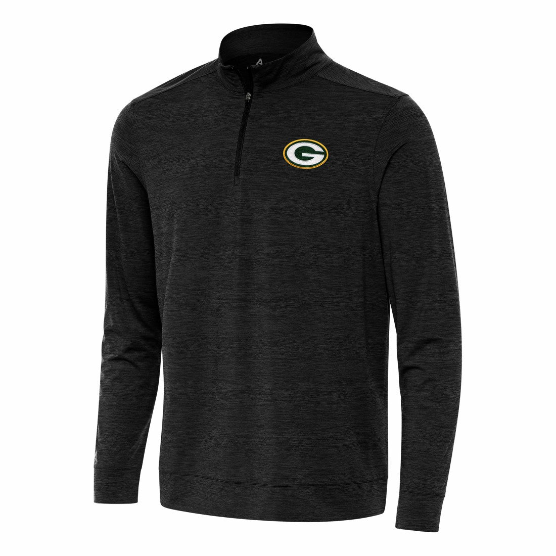 Green Bay Packers Antigua Bright Quarter-Zip Top Heather Black