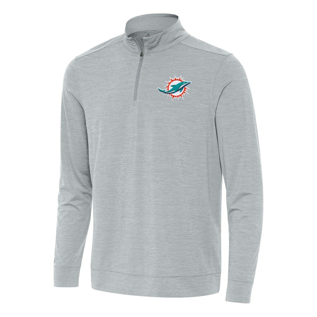 Miami Dolphins Antigua Bright Quarter-Zip Top Heather Gray