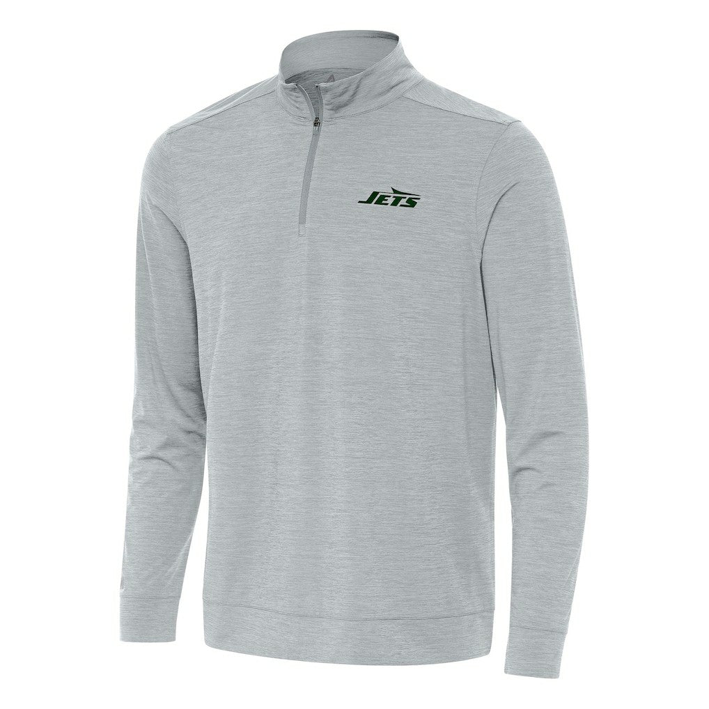 New York Jets Antigua Bright Quarter-Zip Top Heather Gray