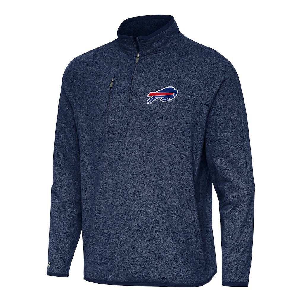Buffalo Bills Antigua Certain Tri-Blend Quarter-Zip Top Heather Navy