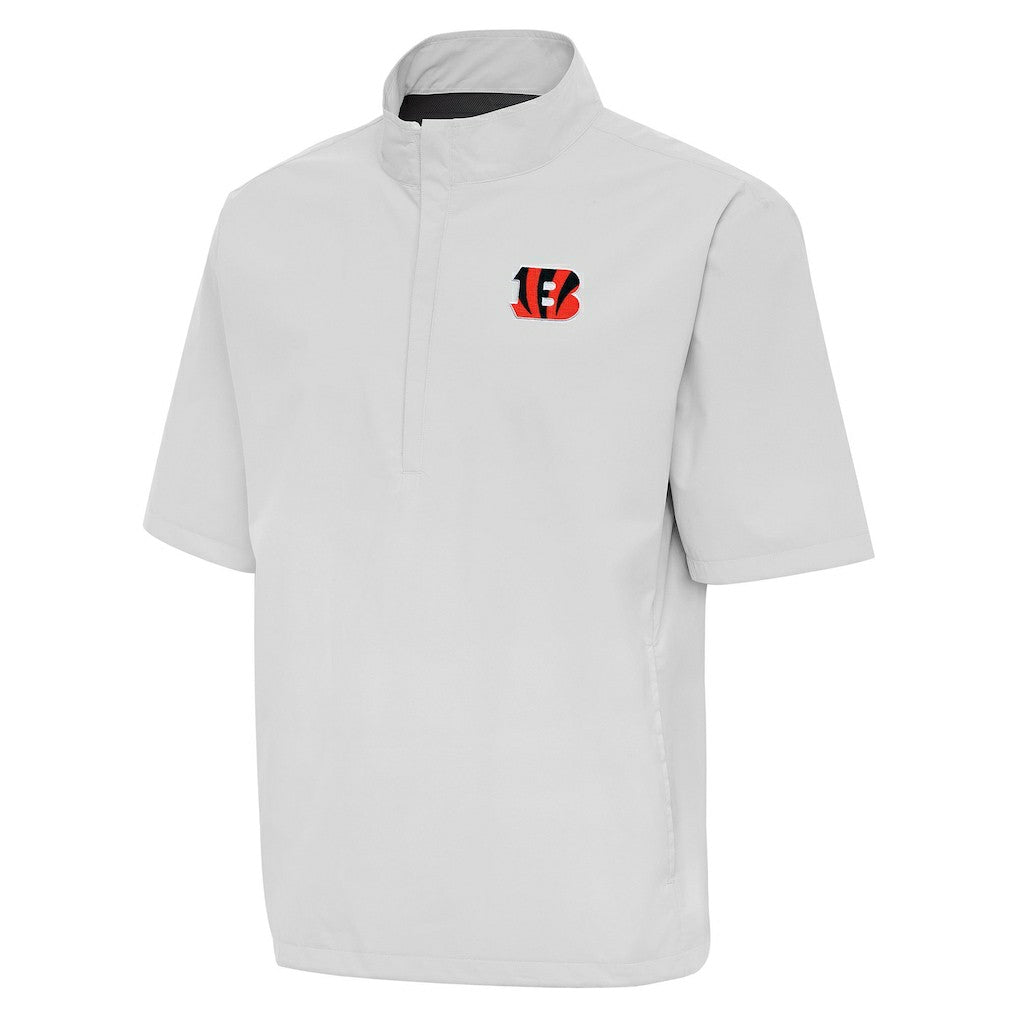 Cincinnati Bengals Antigua Brisk Short Sleeve Quarter-Zip Windshirt Heather Gray