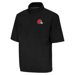 Cleveland Browns Antigua Brisk Short Sleeve Quarter-Zip Windshirt Black
