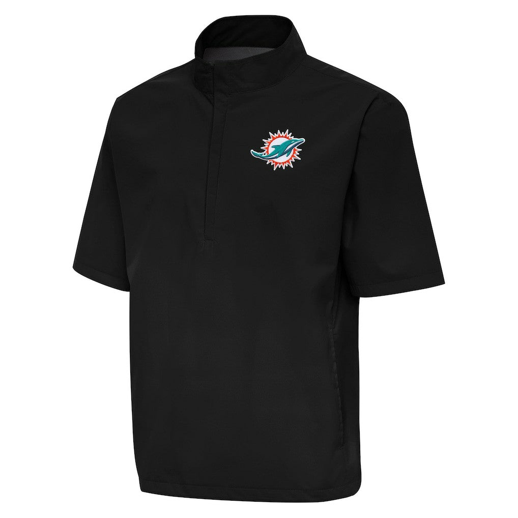 Miami Dolphins Antigua Brisk Short Sleeve Quarter-Zip Windshirt Black
