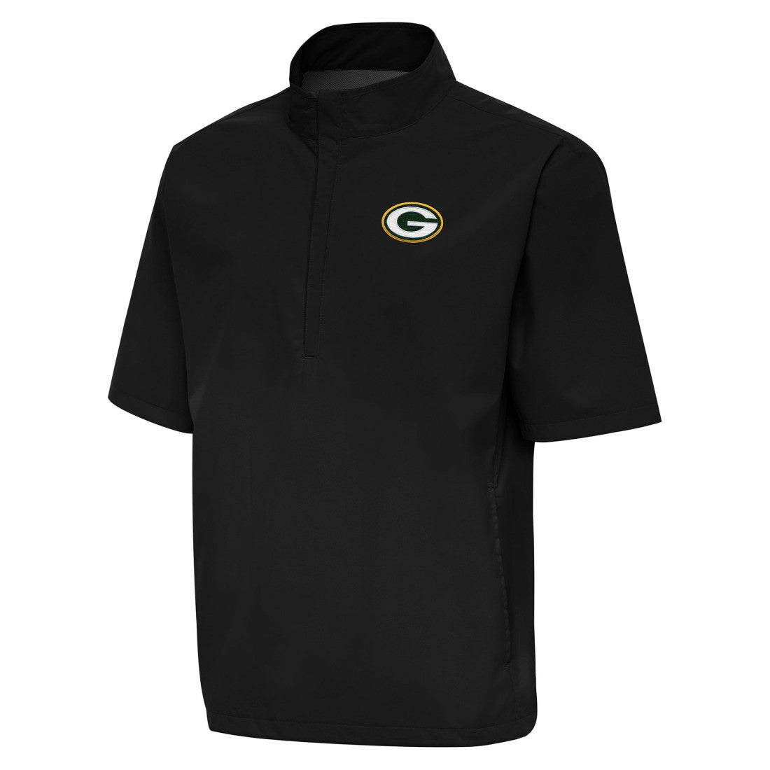 Green Bay Packers Antigua Brisk Short Sleeve Quarter-Zip Windshirt Black