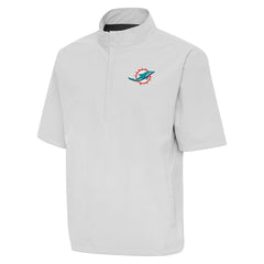 Miami Dolphins Antigua Brisk Short Sleeve Quarter-Zip Windshirt Heather Gray