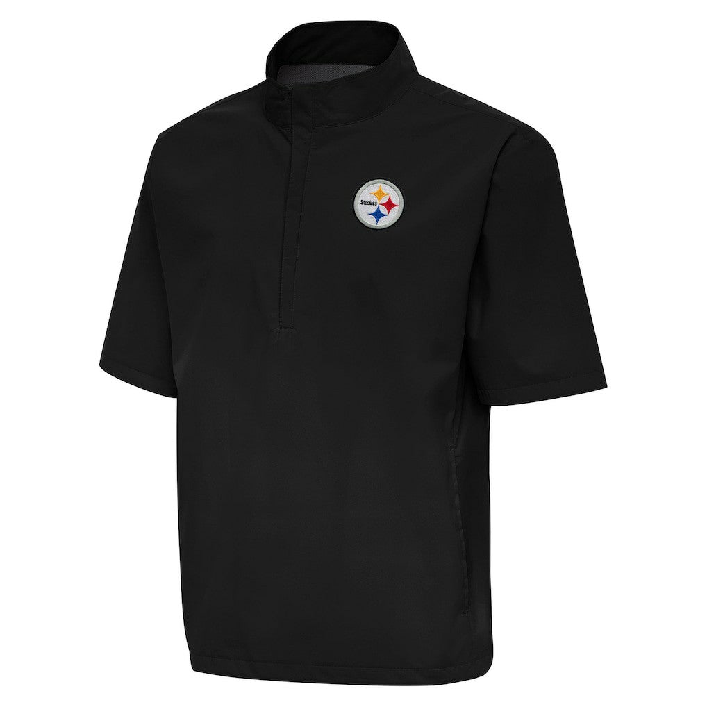 Pittsburgh Steelers Antigua Brisk Short Sleeve Quarter-Zip Windshirt Black
