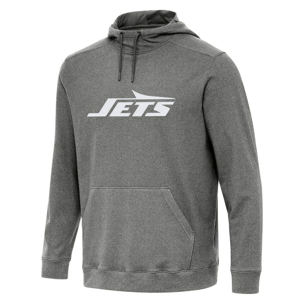 New York Jets Antigua Cloud Pullover Hoodie Heather Black