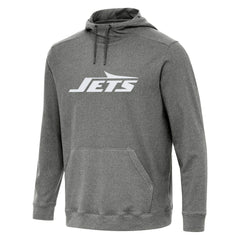 New York Jets Antigua Cloud Pullover Hoodie Heather Black