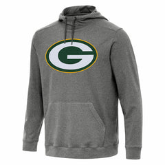 Green Bay Packers Antigua Cloud Pullover Hoodie Heather Black