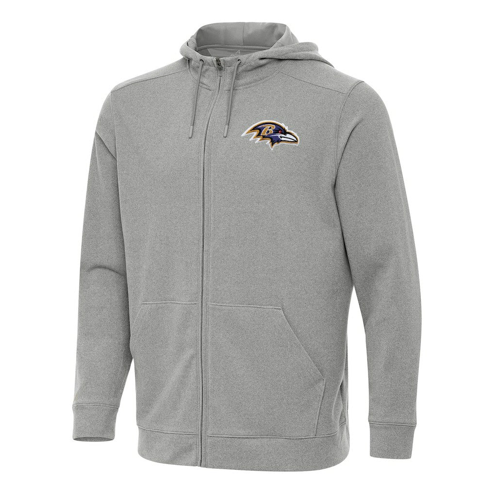 Baltimore Ravens Antigua Effortless Full-Zip Hoodie Heather Gray