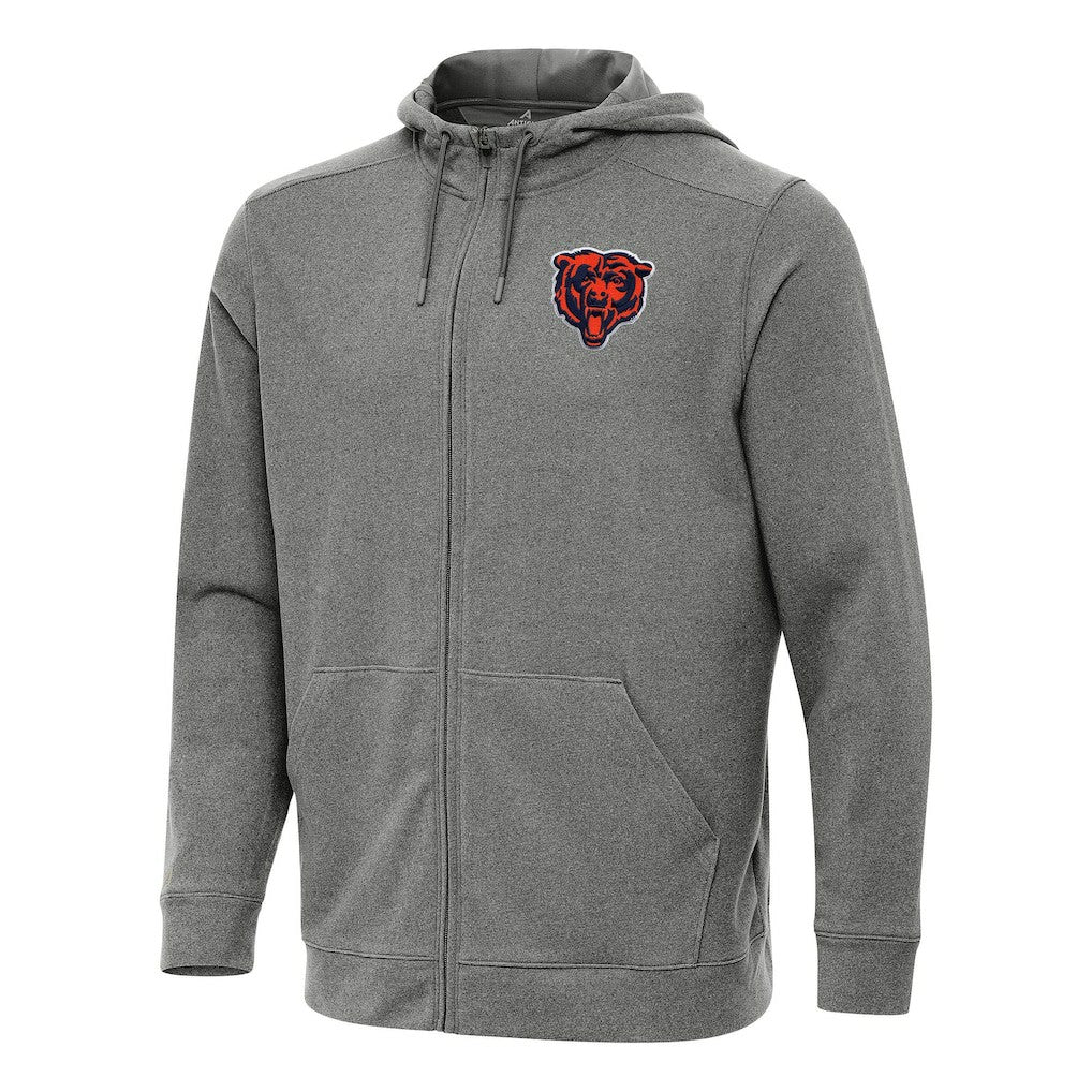 Chicago Bears Antigua Effortless Full-Zip Hoodie Heather Black