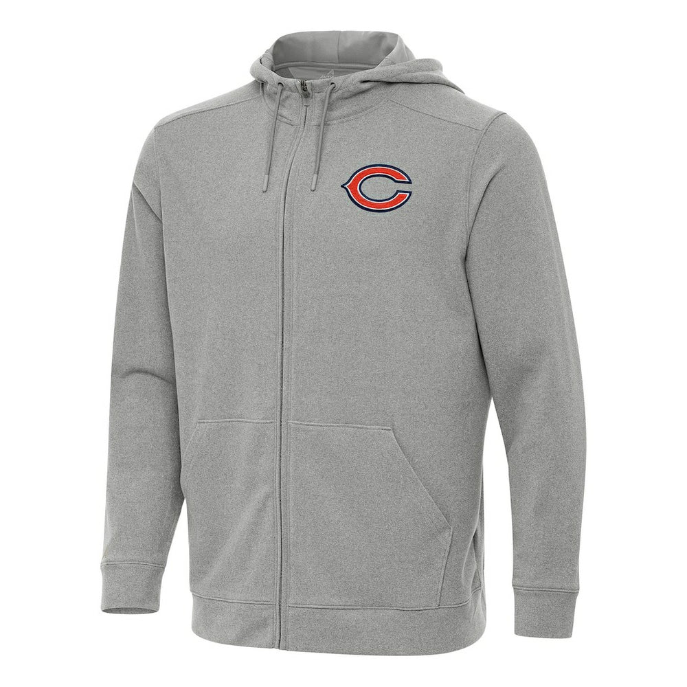 Chicago Bears Antigua Effortless Full-Zip Hoodie Heather Gray