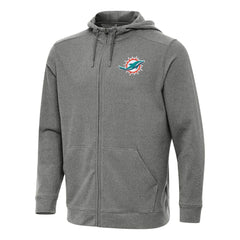 Miami Dolphins Antigua Effortless Full-Zip Hoodie Heather Black