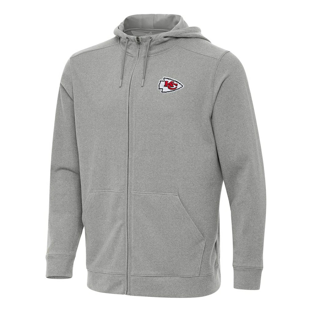 Kansas City Chiefs Antigua Effortless Full-Zip Hoodie Heather Gray