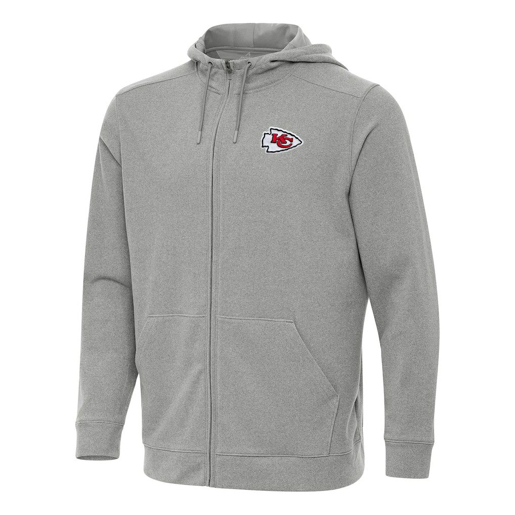 Kansas City Chiefs Antigua Effortless Full-Zip Hoodie Heather Gray