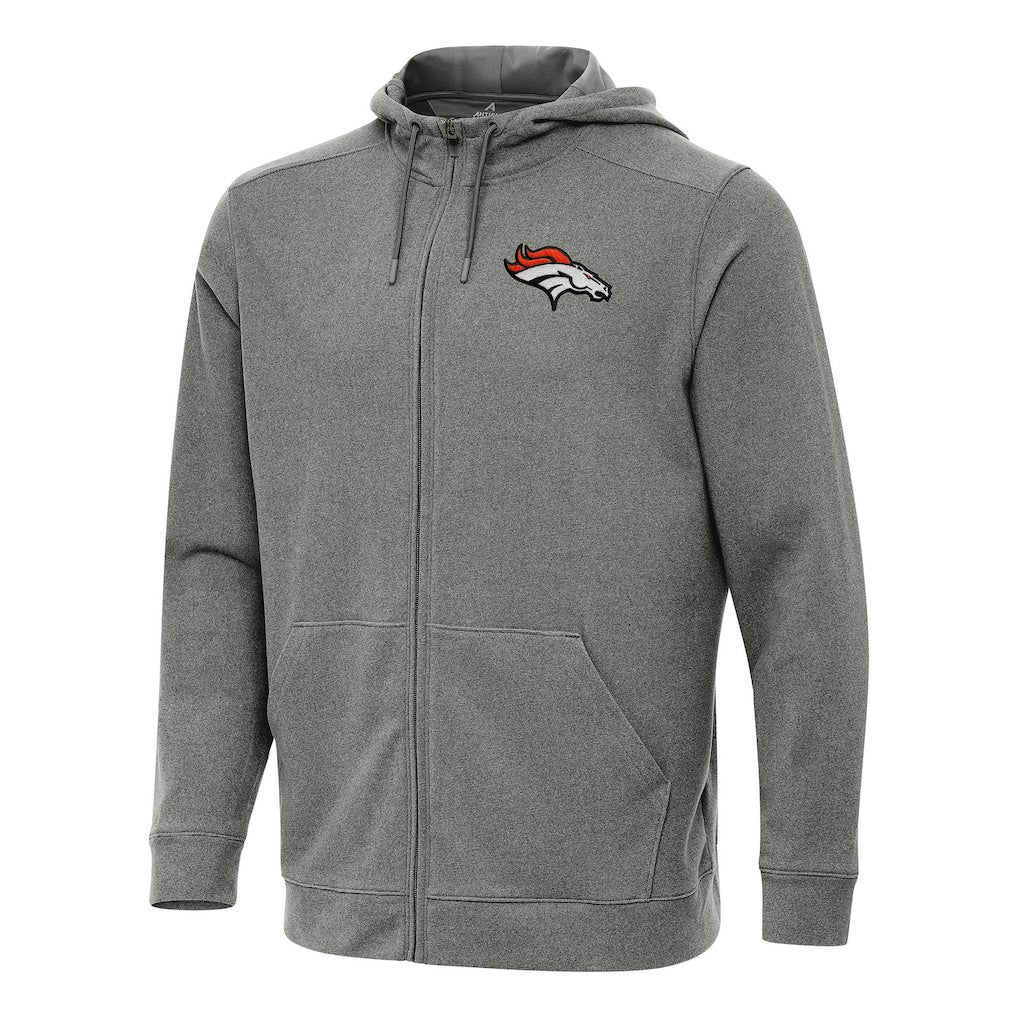 Denver Broncos Antigua Effortless Full-Zip Hoodie Heather Black