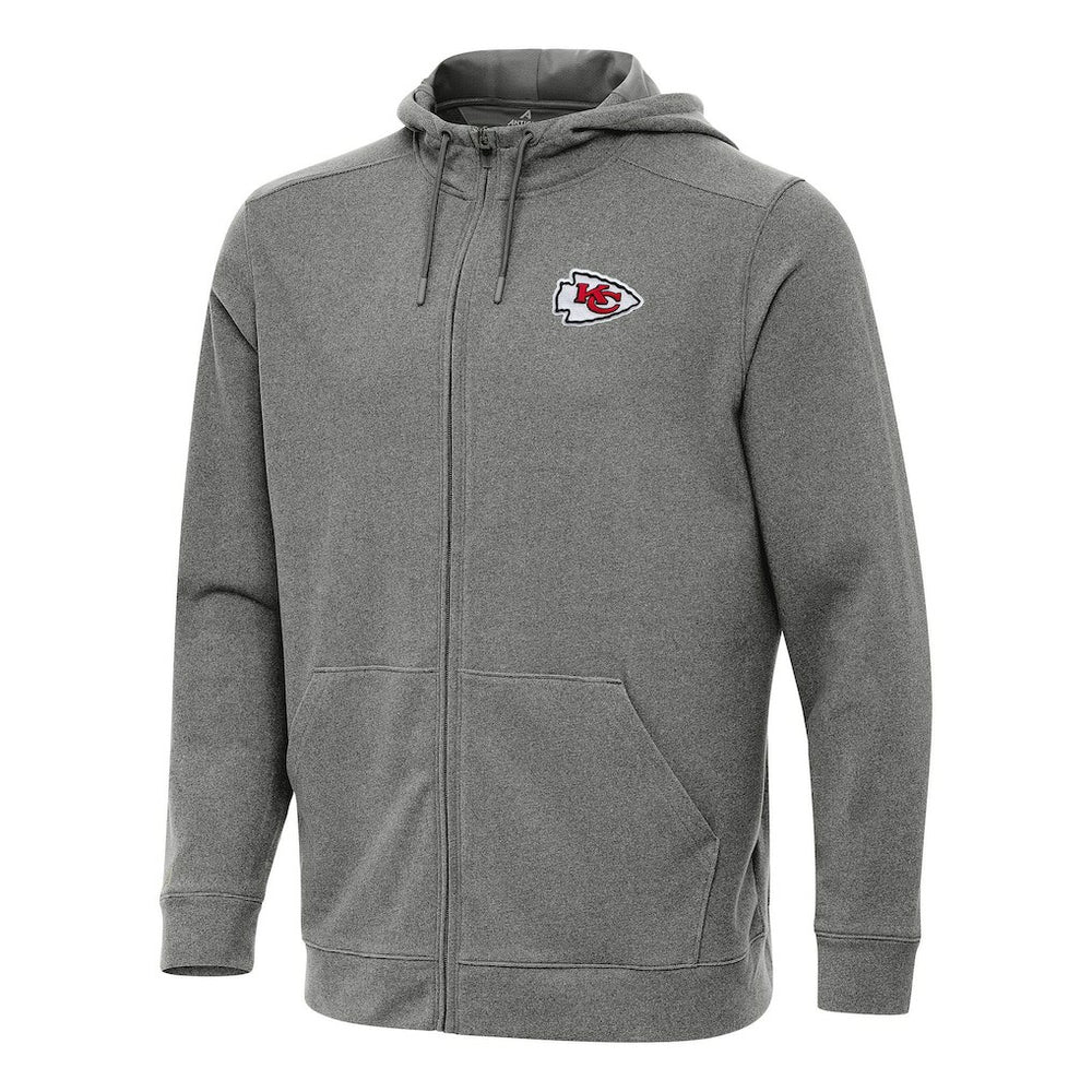 Kansas City Chiefs Antigua Effortless Full-Zip Hoodie Heather Black