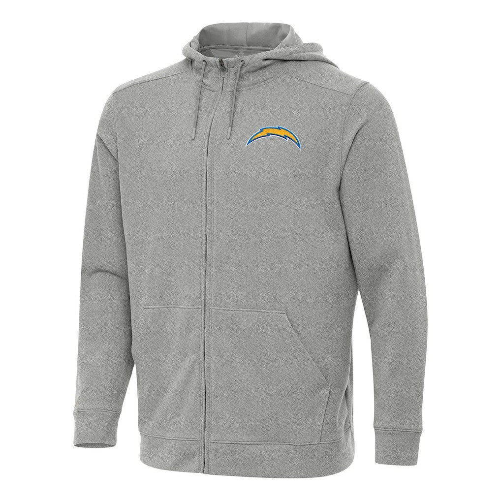 Los Angeles Chargers Antigua Effortless Full-Zip Hoodie Heather Gray
