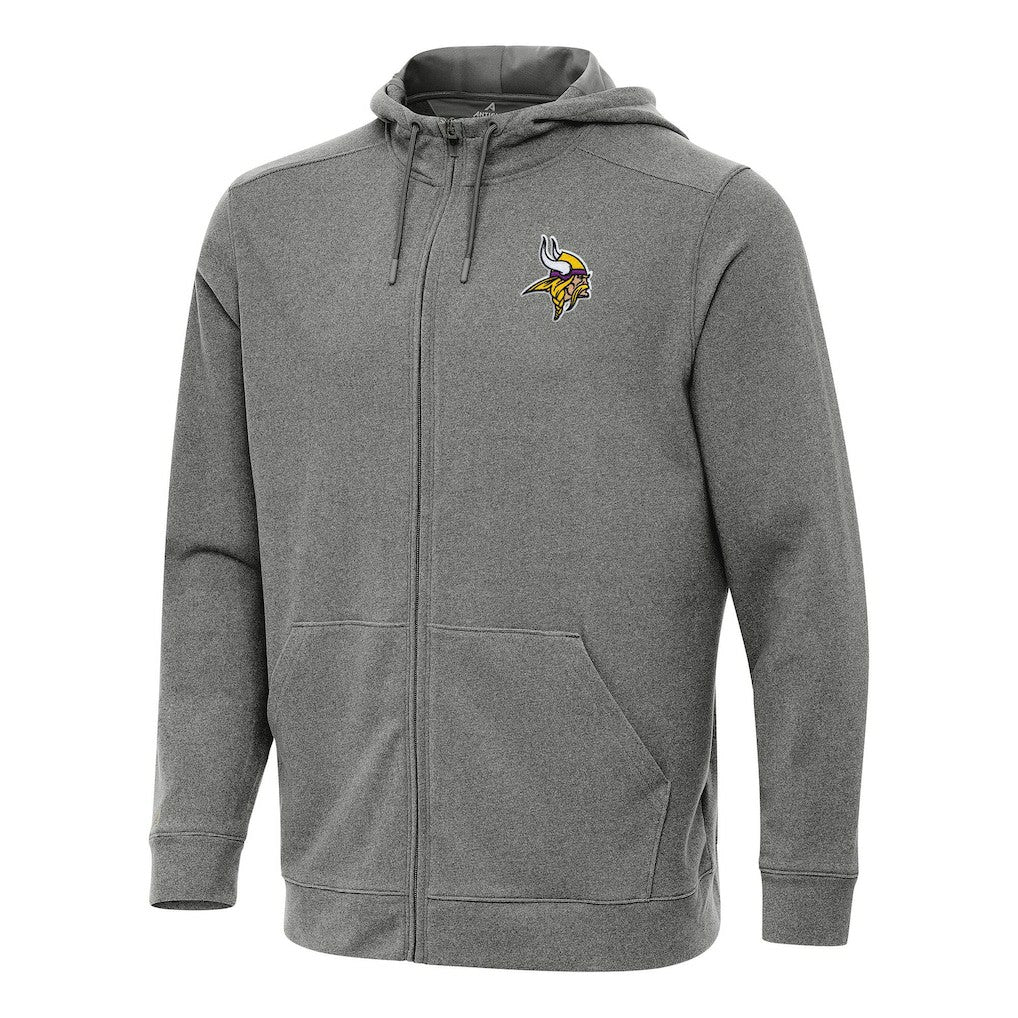 Minnesota Vikings Antigua Effortless Full-Zip Hoodie Heather Black