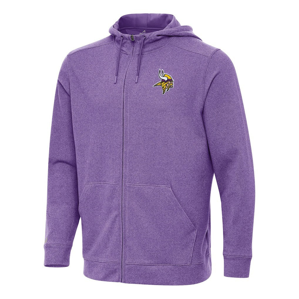 Minnesota Vikings Antigua Effortless Full-Zip Hoodie Heather Purple