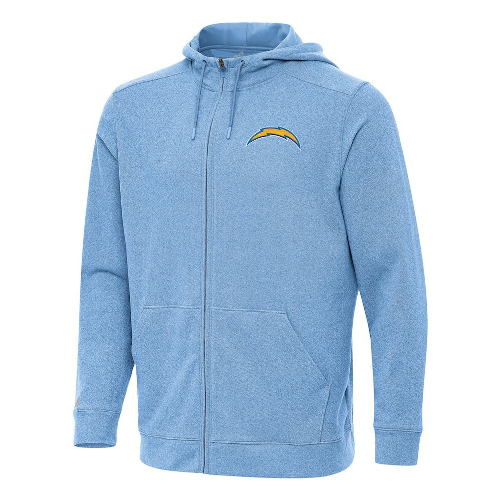 Los Angeles Chargers Antigua Effortless Full-Zip Hoodie Heather Powder Blue