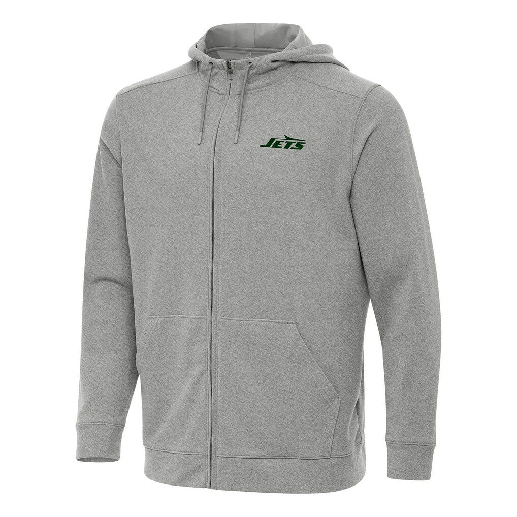 New York Jets Antigua Effortless Full-Zip Hoodie Heather Gray