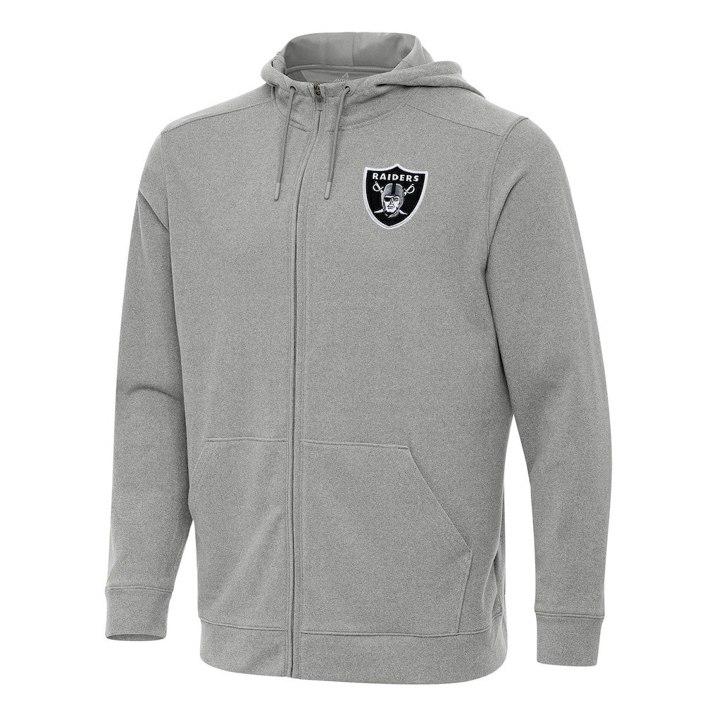 Las Vegas Raiders Antigua Effortless Full-Zip Hoodie Heather Gray