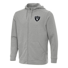 Las Vegas Raiders Antigua Effortless Full-Zip Hoodie Heather Gray