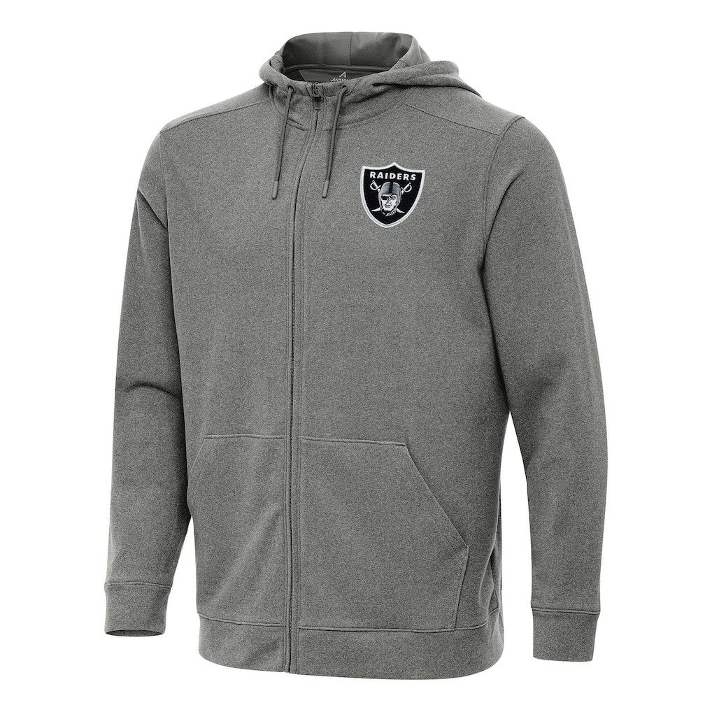 Las Vegas Raiders Antigua Effortless Full-Zip Hoodie Heather Black
