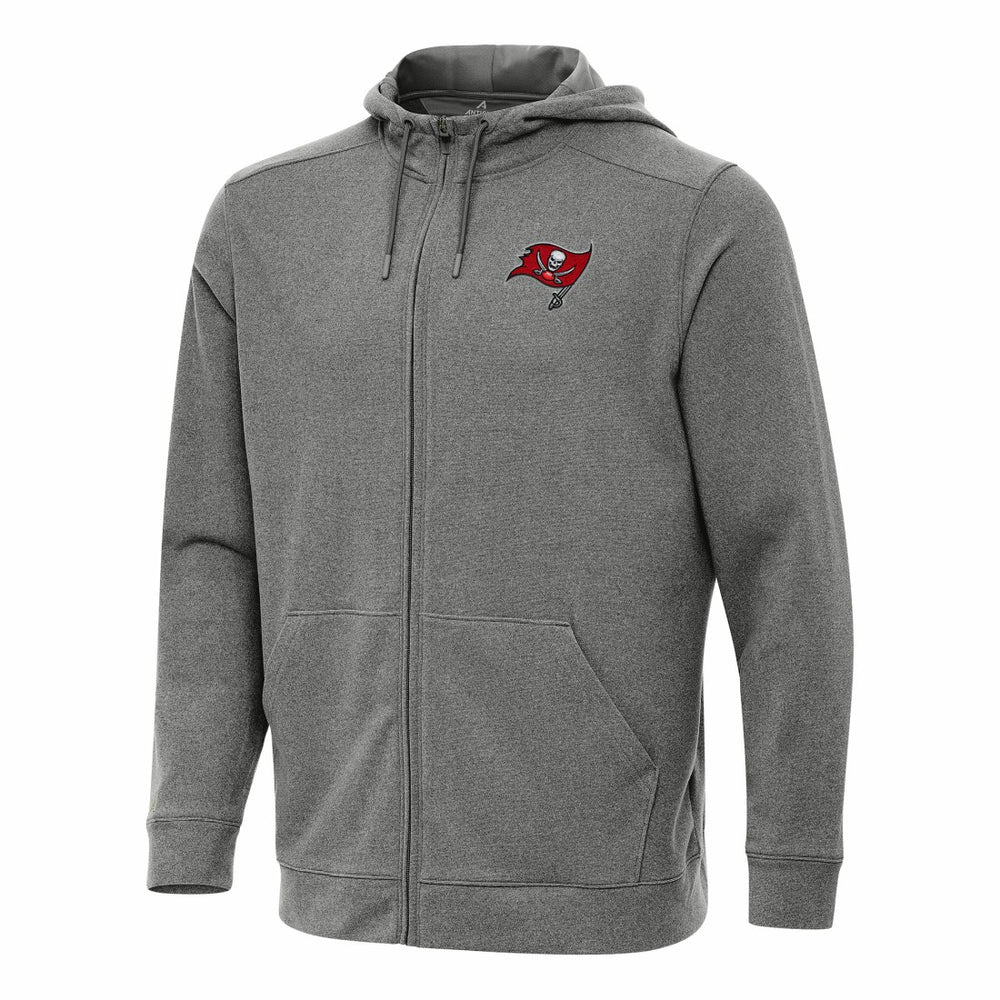 Tampa Bay Buccaneers Antigua Effortless Full-Zip Hoodie Heather Black