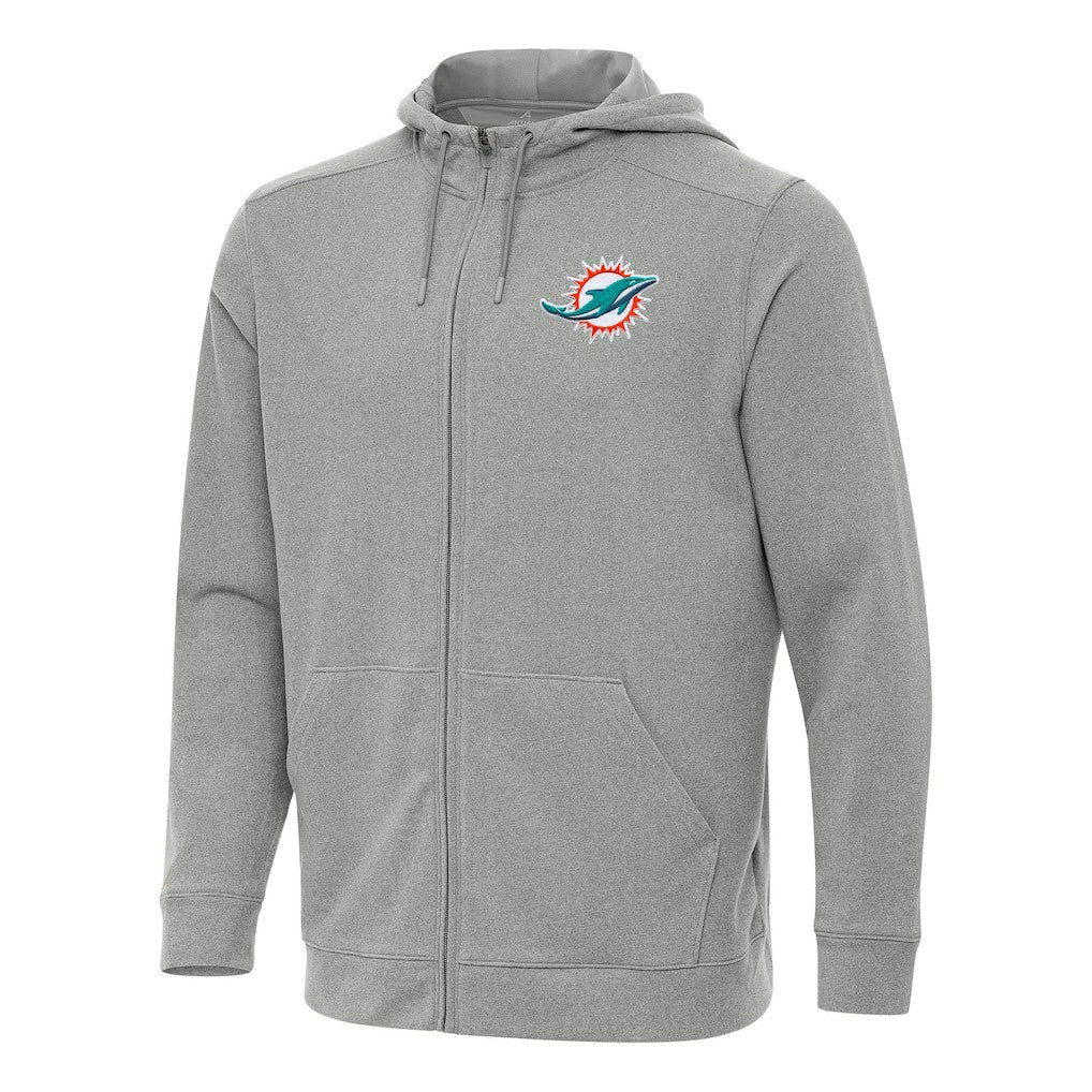 Miami Dolphins Antigua Effortless Full-Zip Hoodie Heather Gray